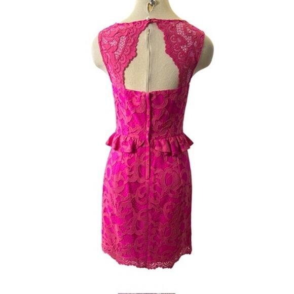 Lilly Pulitzer Lace Open Back Cocktail Dress Sz 4 Barbie Pink Preppy Party Girly - Picture 3 of 10